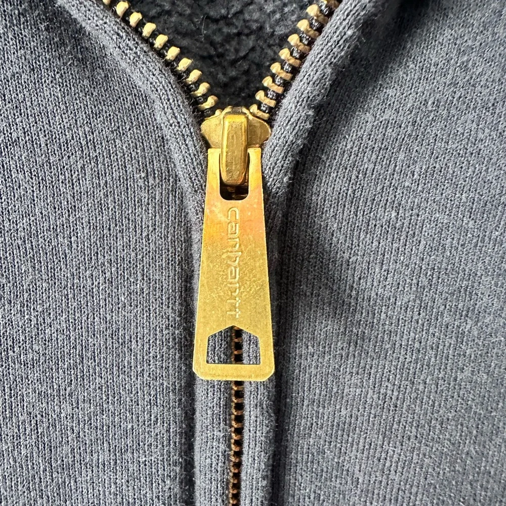 Carhartt Original Fit Zip Up Hoodie Gray Black Sweatshirt Small - Picture 3 of 6